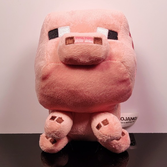 Minecraft Other - Minecraft Pink Pig Plush JINX 2014 Mojang Stuffed Animal Pixel Embroidered 7"